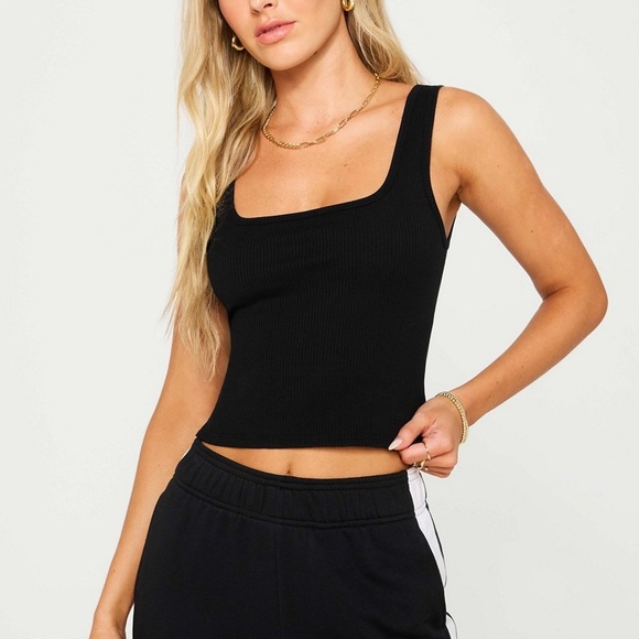Tops - Black Ribbed Women's Tank Top